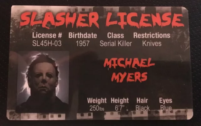 Michael Myers novelty Slasher License card John Carpenter Halloween Movie