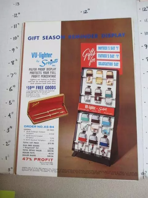 trade magazine ad 1963 VU-lighter cigarette Scripto store display fishing lure