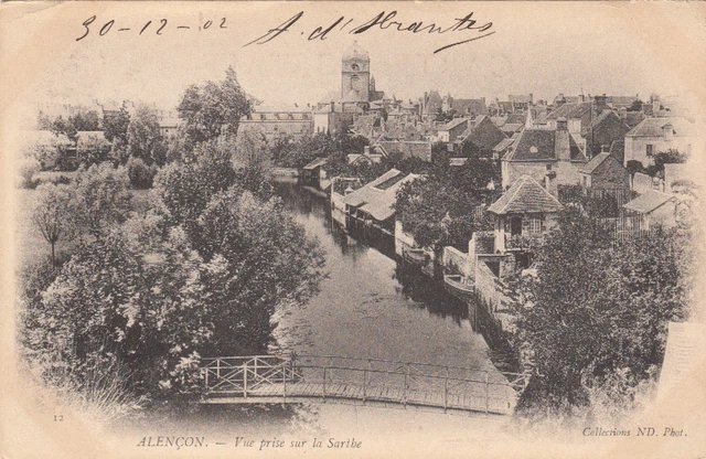 ALENCON 12 vue prise sur la sarthe timbrée 1902