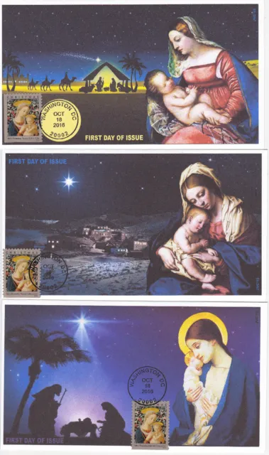 Jvc Cachets - 2016 Florentine Madonna & Child First Day Cover Fdc Set Of 3 Relig