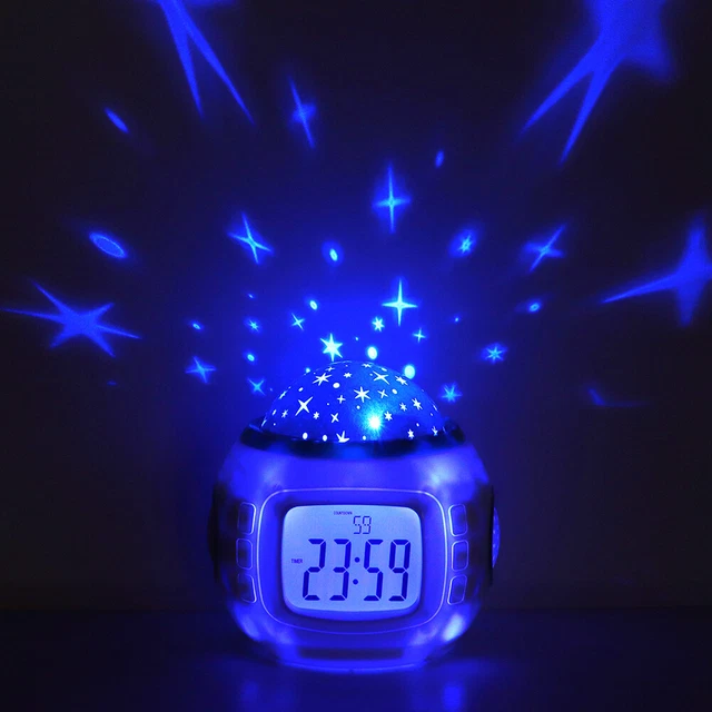 Réveil Par Projection Star Sky Projector LED Music Alarm Clock Multifunction Cal