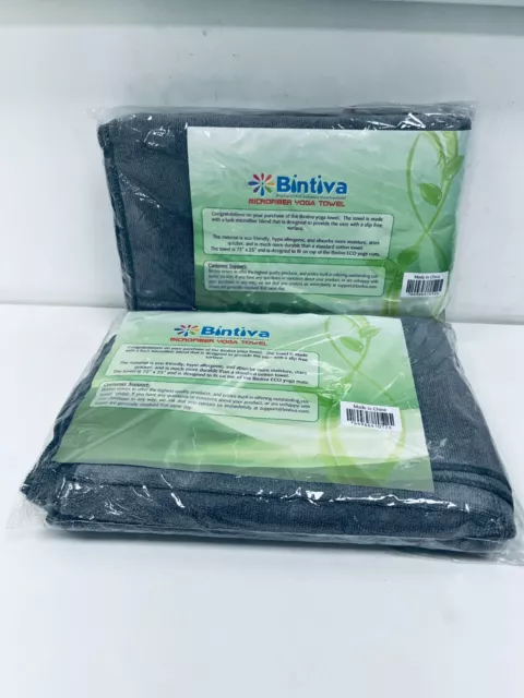 2X Bintiva 100 % Mikrofaser Yoga Handtuch Rutschfest Umweltfreundlich Gross 25 X 72"