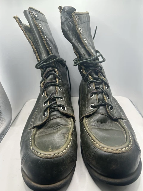 VINTAGE BROWNING SPORTSMAN Boots Green Leather Moc Toe High  display picture 3