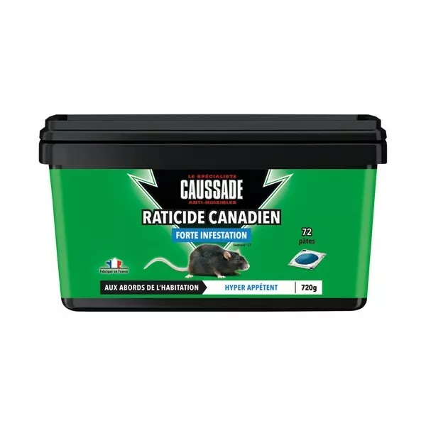 CAUSSADE - Pat'appât raticide canadien - 720 g - lot de 72 pâtes