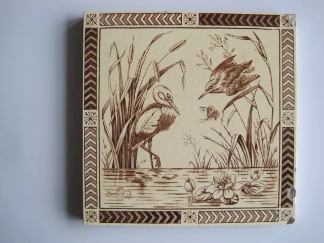 Antique Victorian Crystal Porcelain Pottery Co. Transfer Print Tile C1885