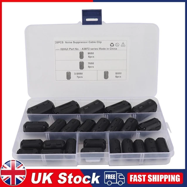 25x Ferrite Core Ring Clamps Kit Clip Cable Connector Noise Filters Suppressor