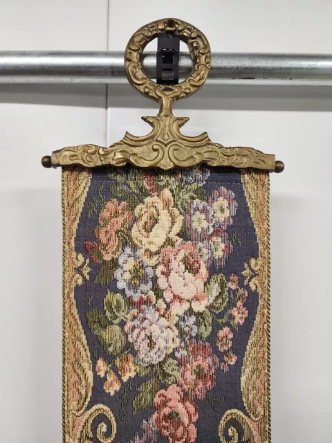 Rare Antique Victorian Needlepoint Bell Pull Tapestry ROSES Flowers STUNNING