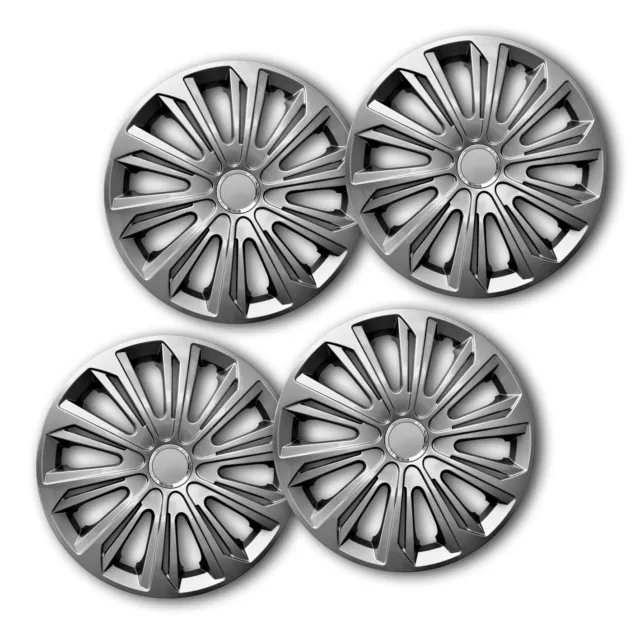 HUB CAPS 15 Inch Wheel Trims HQ ABS Plastic Universal Push-In Set of 4 (077)