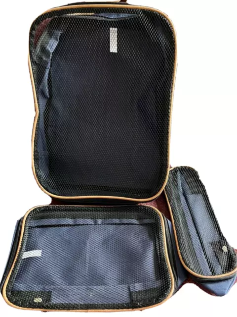 Packing Cubes Luggage Organizer Set 3 Pc NAVY, Tan trim and Black Mesh Front Zip