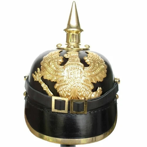 Casque Pickelhaube Prussien En Cuir - Reproduction Officier Impérial Allemand - Neuf