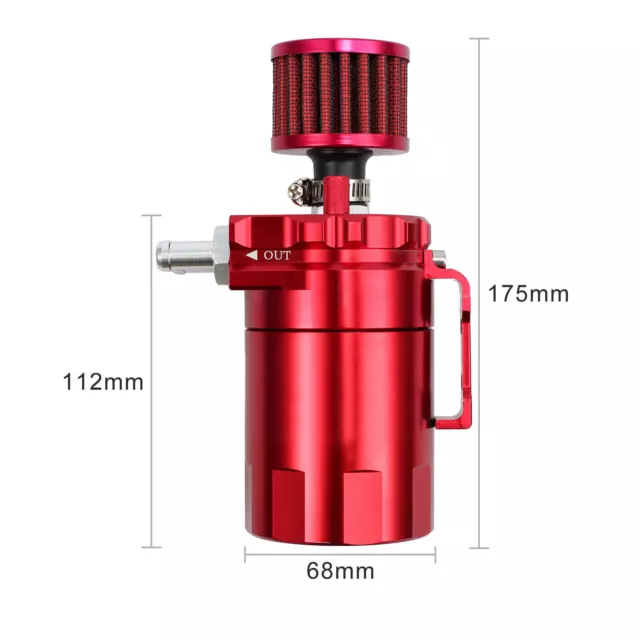 Universal Oil Catch Can Kit 300ML Tank Baffled Reservoir Breather Filter Red 3