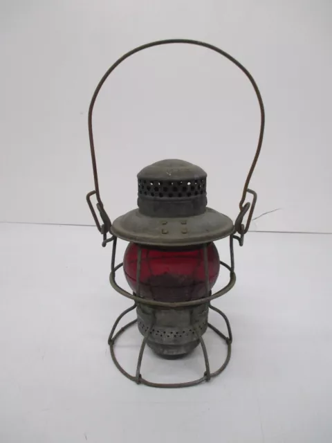 Vtg 2-56 Adams & Westlake Adlake Kero NYCS Railroad Lantern Red Globe