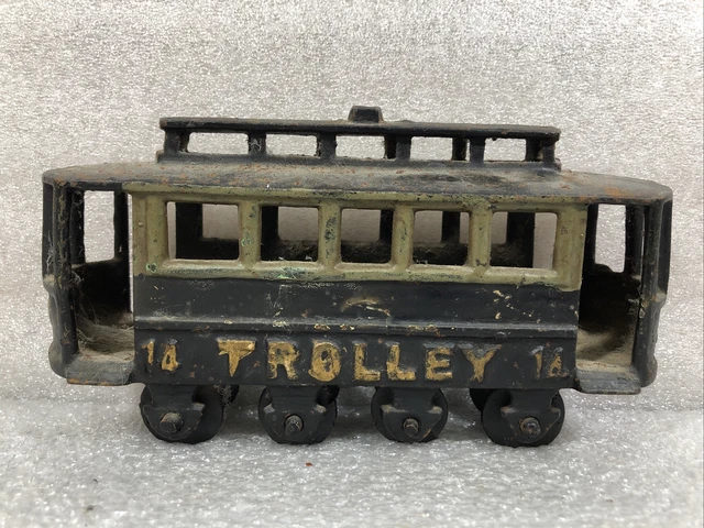 VINTAGE ANTIQUE CAST Iron Toy Trolley Car #14 Train $27.36 - PicClick
