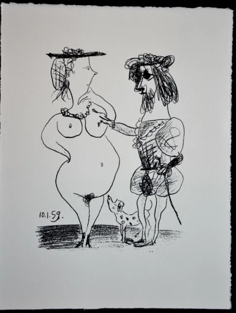 Lithographie Pablo PICASSO " Le Seigneur et la Dame "Souvenirs Fernand MOURLOT