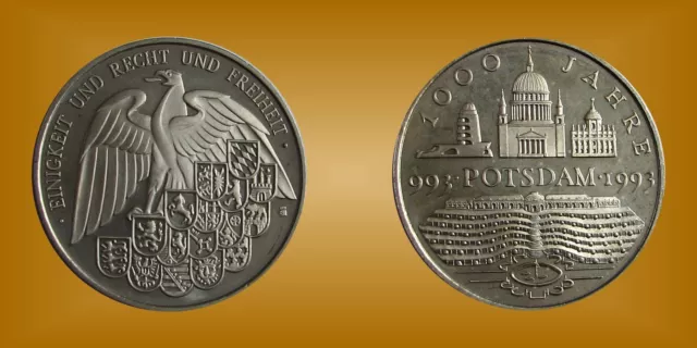 Medaille Gedenkprägung BRD 1000 Jahre Potsdam 993 - 1993 - schönes Motiv