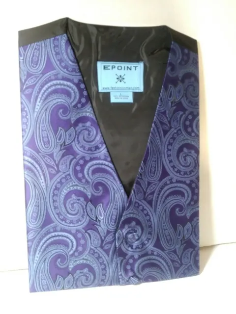 EPoint Men's Large Dark Blue & Black Paisley Design Formal Vest EGC1B01B