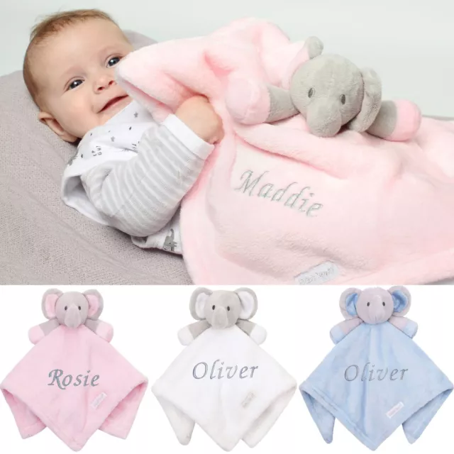 Personalised Baby Elephant Comforter Baby Girl Boy Blanket Blankie Shower Gift