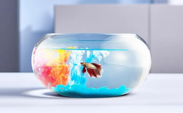 Aquarium Fish Bowl Vase 2 Gallon Glass Home Office Décor Betta Fish Tank White