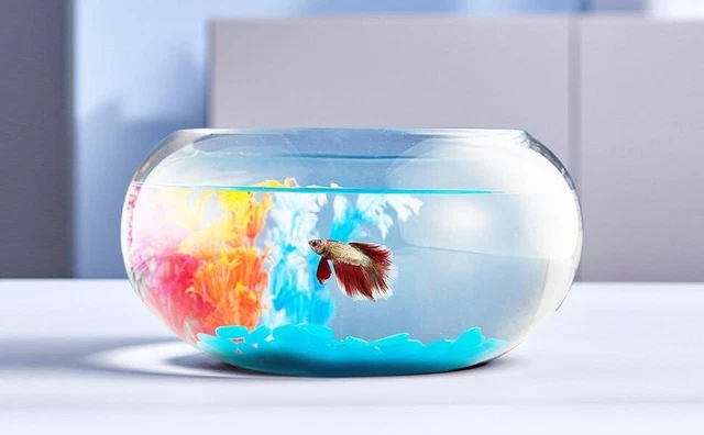 Small Fish Bowl Vase 2 Gallon White Glass Home Décor Aquarium Betta Fish Tank