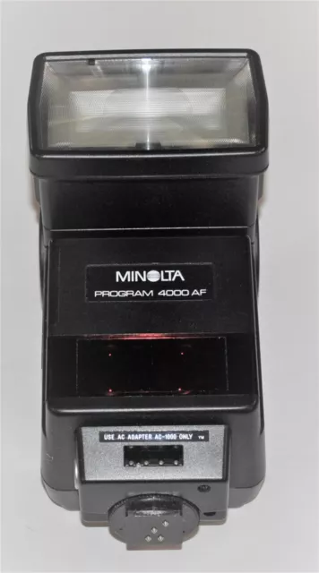 Minolta Program 4000 Af Auto Shoe Mount Electronic Flash With Case Good