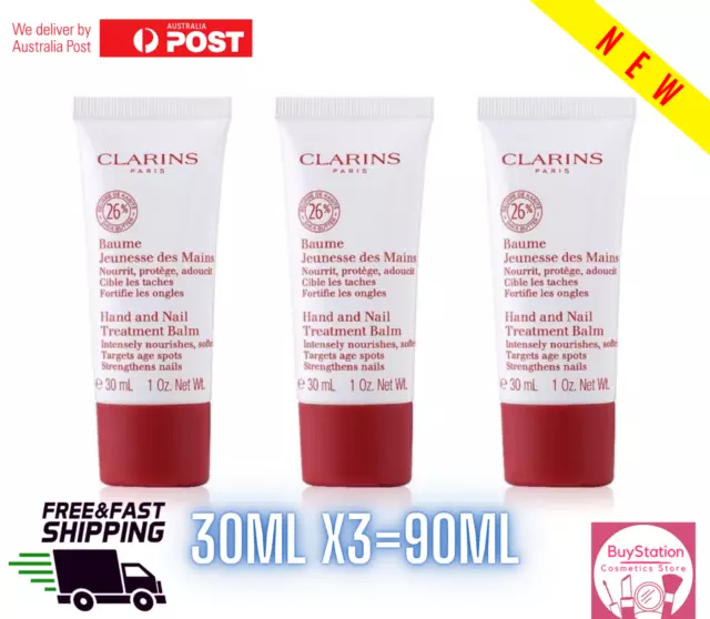 Clarins Hand and Nail Treatment Balm 30ML X3=90ML *NEW*