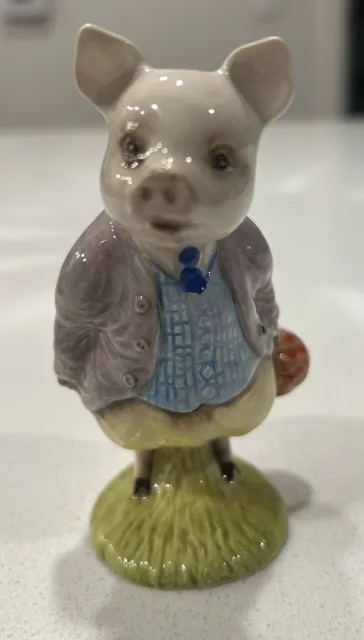 Beswick Beatrix Potter PIGLING BLAND Porcelain Figurine, Lilac Jacket - 1980-90s