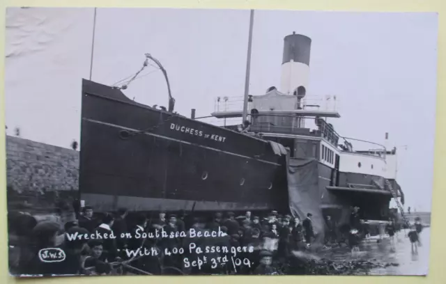 Hampshire RP. Duchess of Kent Shipwreck on Southsea Beach 1909
