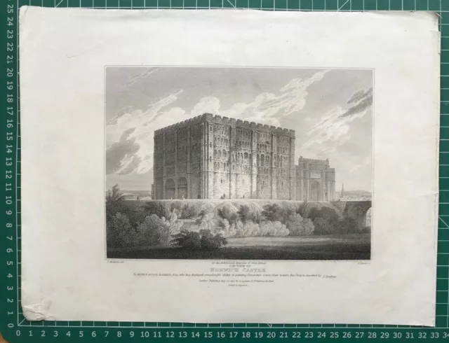 1813 antiker Druck; Norwich Castle, S.W. Ansicht, Norfolk nach Mackenzie 2