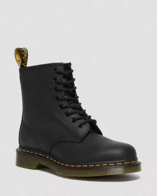 Dr. Martens 1460 Black Greasy Leather Lace Up Unisex Boots
