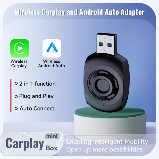 Wireless Android Auto Carplay Adapter 2 in 1 Wired to Wireless USB Dongle