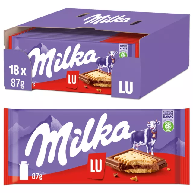 18x 87g Milka LU Kekse Schokoladentafeln Alpenmilch Schokolade NEU MHD 8/24