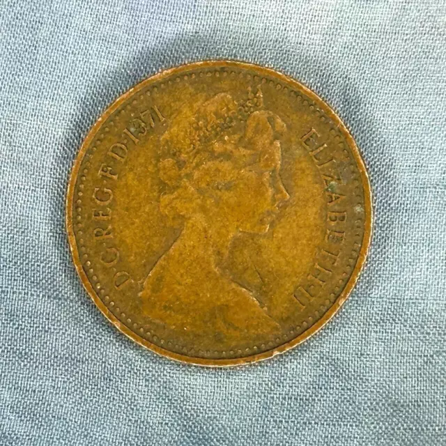 Very Rare 1971 Elizabeth II New Penny 1p Coin Good condition Collectible