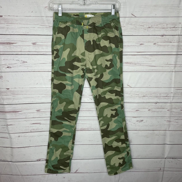 Mini Boden Kids Green Camo Pants Sz Youth Size 12  26x27 Hunting Elastic Waist