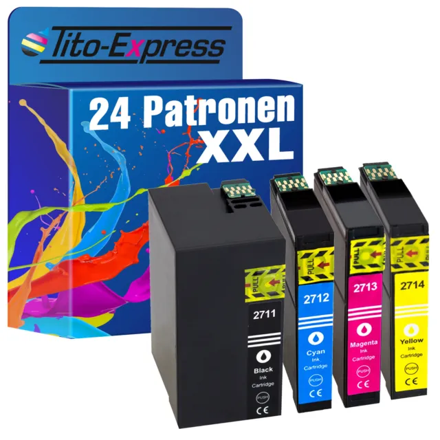 24er Set Patronen PlatinumSerie T2711-2714 für Epson Workforce WF-3620 DWF WF-36