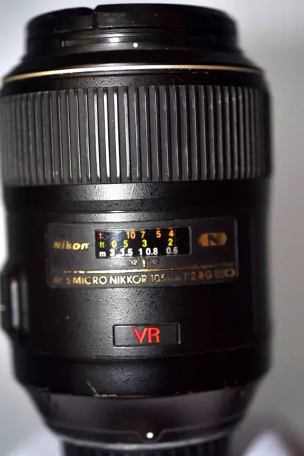 Nikon N AF-S MICRO-NIKKOR 105mm f/2.8 G ED VR Autofocus IF Lens. EXCEL+ SEE PIX.