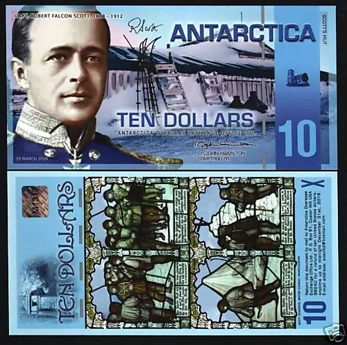 ANTARCTICA 10 DOLLARS New 2011 CAPTAIN UNC POLYMER SPC CANADA USA MONEY NOTE