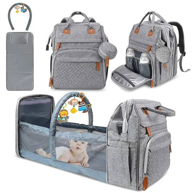 Derjunstar Baby Diaper Bag Backpack with Changing Station,Waterproof Changing Pa