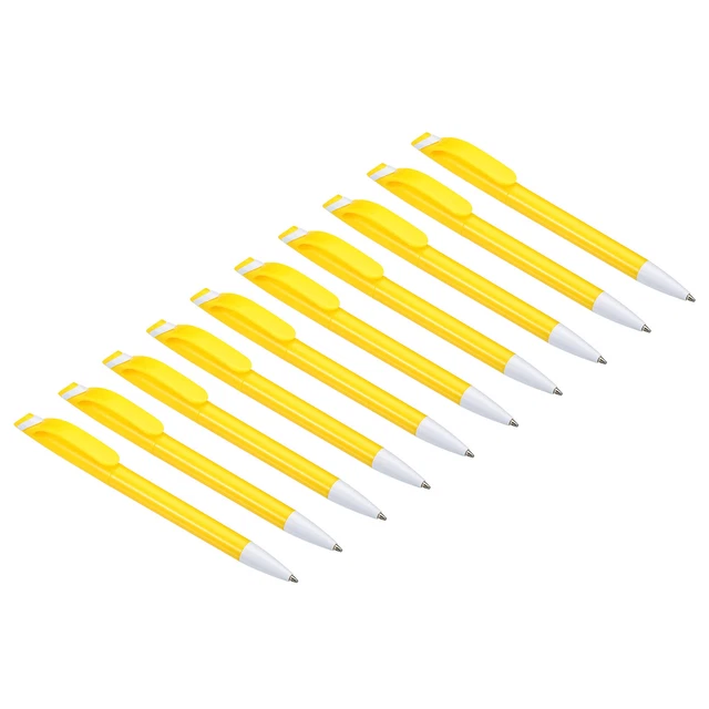 14Pcs Rotary Ballpoint Pens Medium Point 1mm Black Ink Plastic Twist Pens Yellow