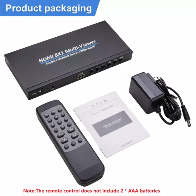 1080P 4K HDMI 8X1 Multi-Viewer 8 IN 1 Out Multi Screen Splitter Switcher Remote 2