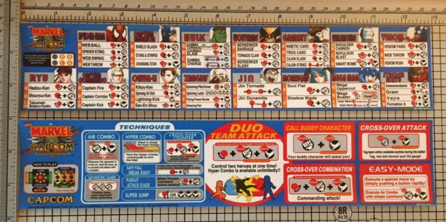 Street Fighter 3rd Strike Arcade Moves List/Instruction Sheet Stickers