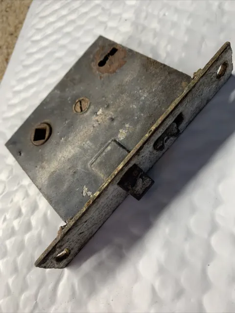 Vintage Plate Cast Iron Door Mortise Lock Salvage Hardware No Key