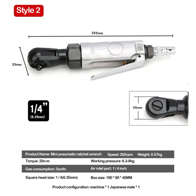 New Right Angle Mini Air Pneumatic Ratchet Wrench Torque Reversible Impact Tool. 11