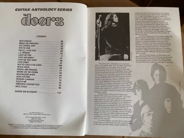 Recueil 20 Partition THE DOORS "Guitar Anthology Series" Guitar Tab Edition 3