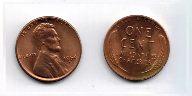 1954 S and 1955 S BU Lincoln Wheat Pennies Cents Combined Shipping CP5461