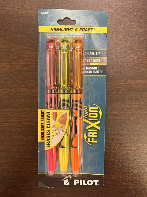 Pilot Light FriXion Erasable Highlighter, Chisel Tip, Assorted Inks, Pack of 3