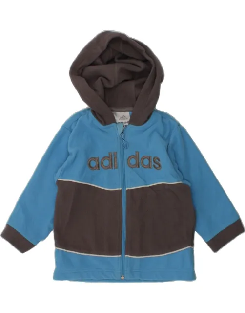 ADIDAS Baby Boys Hooded Fleece Jacket 18-24 Months Blue Colourblock PR10