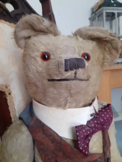 Rare Antique Jointed Traditional Teddy Bear 1930s/ 1940s english/ Mohair Bear 3