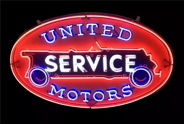 New United Service Motors Neon Sign 24x15 Lamp Bar Store Wall Window Decor