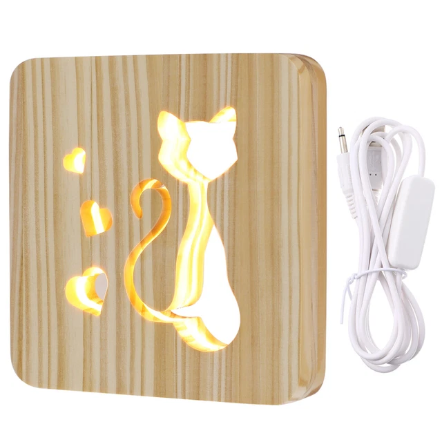 1 juego de lámparas de decoración de mesa de escritorio con luz de madera hueca para el hogar oficina