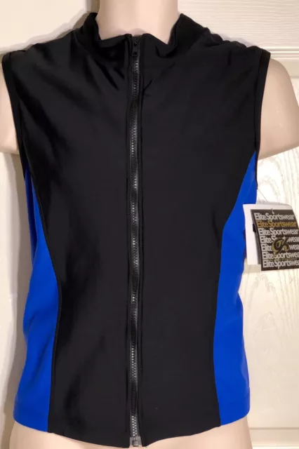 GK ELITE FIGURE SKATE MENS LARGE NYLON SPANDEX WARMUP VEST BLACK ROYAL Sz AL NWT